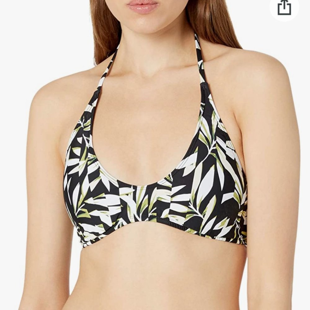 New! BCBGeneration Women's Halter Bikini Swimsuit Top Black Green White Small